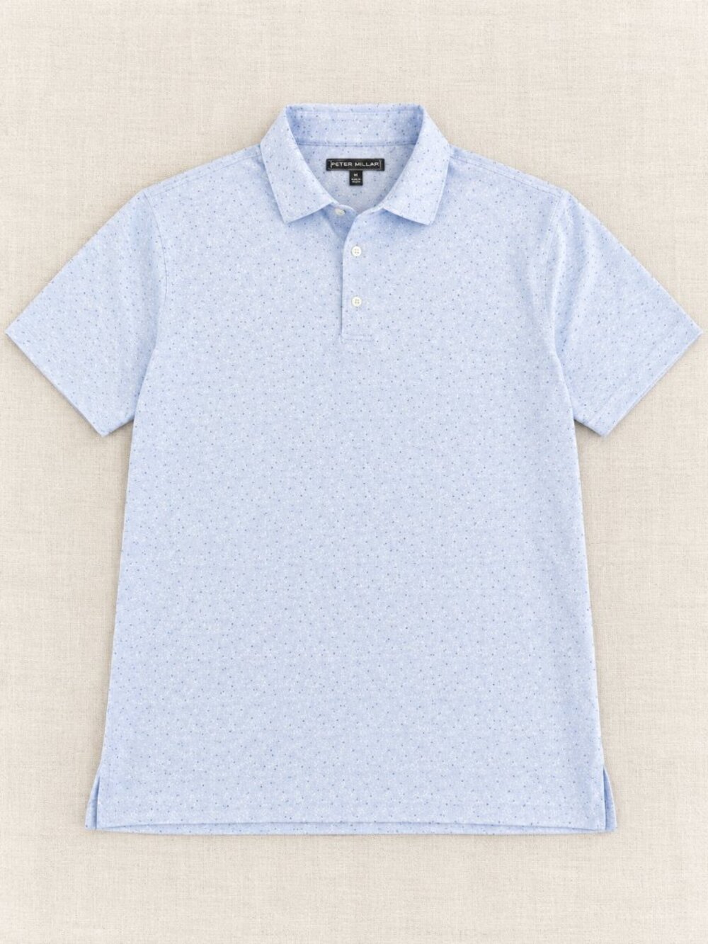 Pebble Beach Golf Polo Men’s Small Light Blue Micro Print Performance Shirt